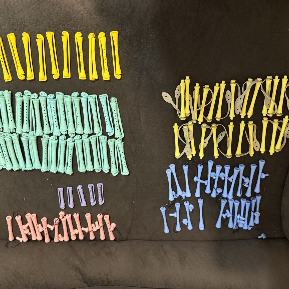 Vintage Hair Roller Curler Lot 107 Pieces Assorted Sizes Colors Perm Rods Style